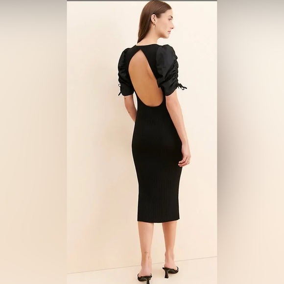 El Saison Anthropologie Maxime Black Midi Dress S - Picture 3 of 8